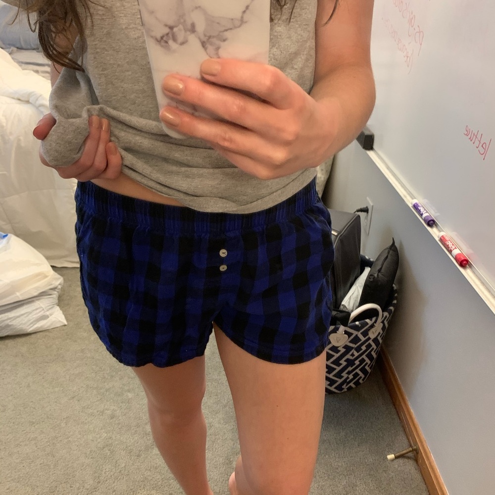 PINK Plaid Flannel Sleep Shorts